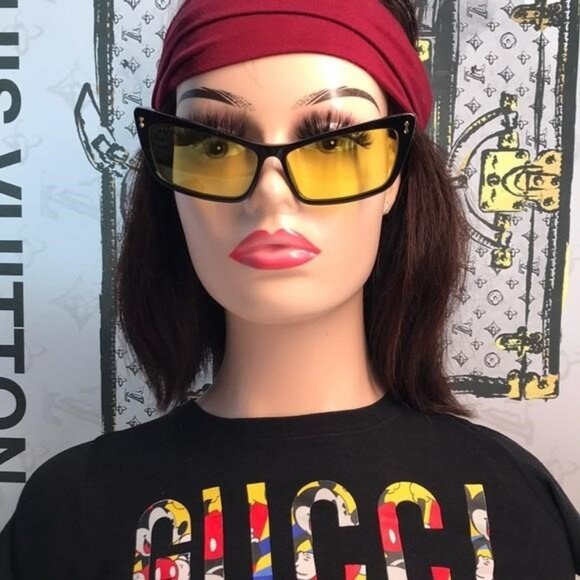 New Authentic Gucci GG626S 002 Sunglasses – Black Frame with Yellow Lenses ✨ - Picture 1 of 13